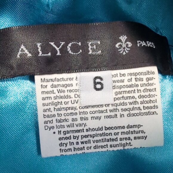 Alyce Paris Blue Strapless Embellished Salsa Style Formal Evening Gown Size 6 - Picture 10 of 11